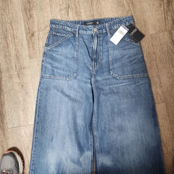 NWT Lauren Ralph Lauren Bleached Wide Leg Jeans Women’s Size 10 - Picture 5 of 16